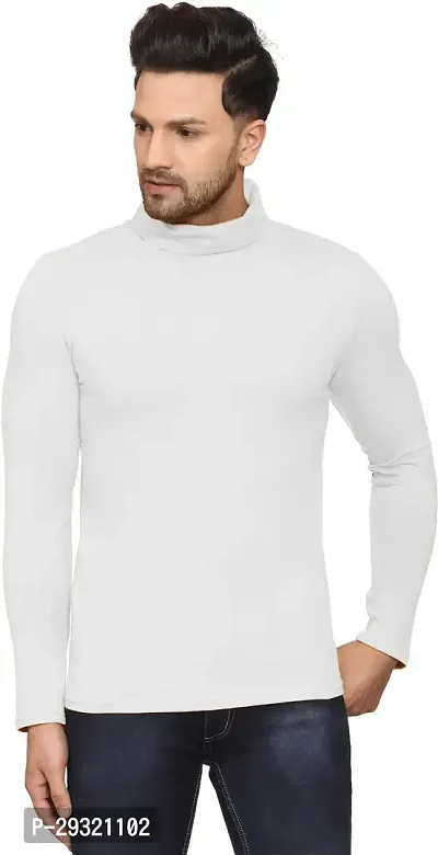 MATT PIE Causal Turtle Neck White full sleeves Men Cotton Tshirts
