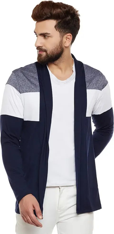PAUSE Sport Men's & Boy's Cotton Cardigan Regular Full Sleeves Shrug for Casual Wear, Fashion Wear (Navy NPS_PASRG03181189)