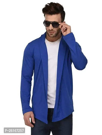 Stylish Blue Cotton Blend Solid Shrug For Men-thumb0