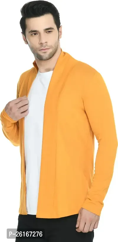 Stylish Mustard Cotton Blend Solid Shrug For Men-thumb2