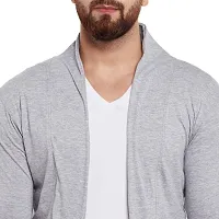 Stylish Grey Cotton Blend Solid Shrug For Men-thumb4