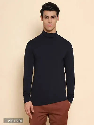 Beautiful Black Cotton Blend Solid Tshirt For Men