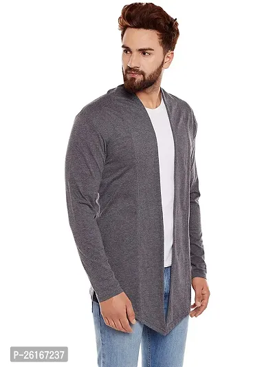 Stylish Grey Cotton Blend Solid Shrug For Men-thumb2