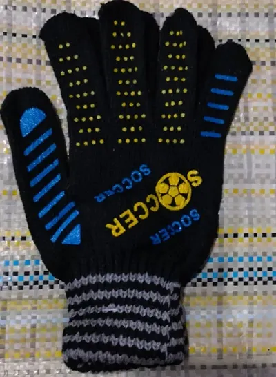 Fabulous Black Cotton Solid Gloves For Infants