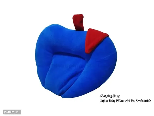 Baby Apple Shape Pillow With Sarso Seeds (Blue)-thumb0