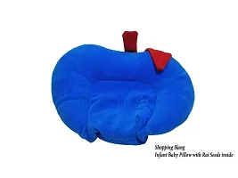Baby Apple Shape Pillow With Sarso Seeds (Blue)-thumb1