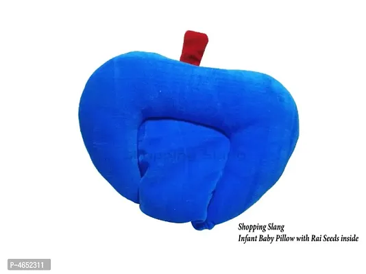 Baby Apple Shape Pillow With Sarso Seeds (Blue)-thumb3