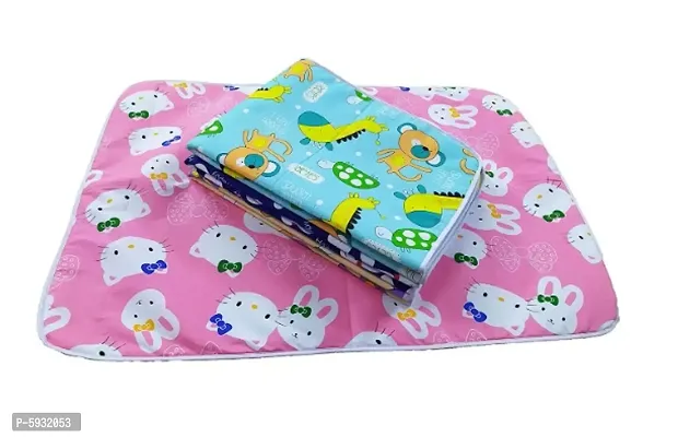 Baby Waterproof Cotton Sheet Matts Pack of 4 Multi Random Colors For 3-15 Months Babies-thumb0