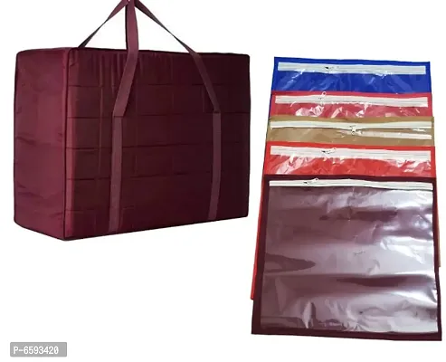 Same As Shown 156 Ltr Storage Bag With 5Pc Organizer Set For Suit Saree Cover-thumb0