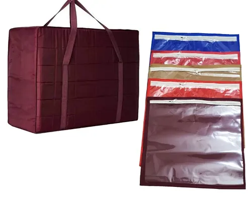 Same As Shown 156 Ltr Storage Bag With 5Pc Organizer Set For Suit Saree Cover