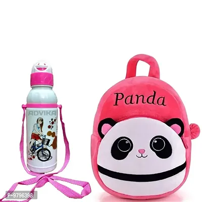 Stylish Fancy Panda Pink Kids Backpack With Free Water Bottle