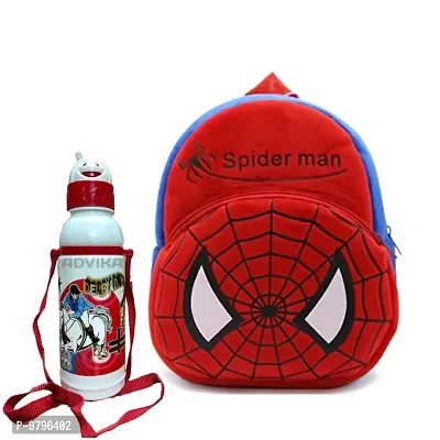 Stylish Fancy Spiderman Red Kids Backpack With Free Water Bottle-thumb0