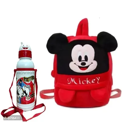 Stylish Fancy Mickey Head Up Kids Backpack With Free Water Bottle