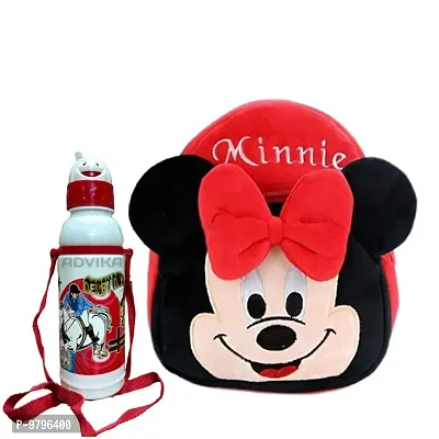 Stylish Fancy Miini Red Kids Backpack With Free Water Bottle