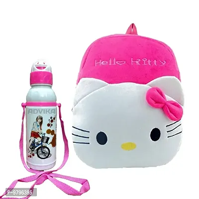 Stylish Fancy Hello Kitty Pink Kids Backpack With Free Water Bottle