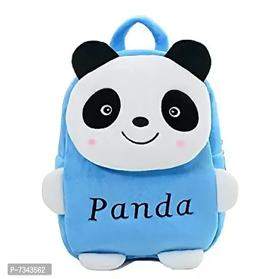 Panda Head Up Blue Kids School Bag Soft Plush Backpacks Carto