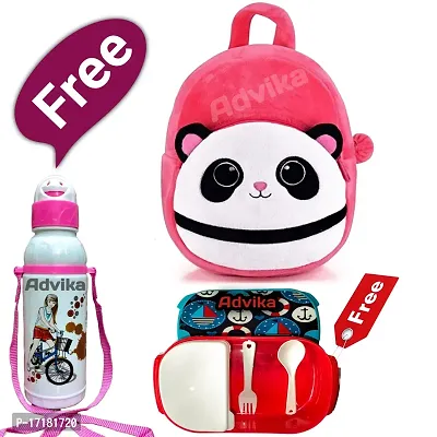 Free Water Bottle And Lunch Box Velvet Kids School/Nursery/Picnic/Carry/Travelling Bag - 2 to 5 Year Age-thumb0