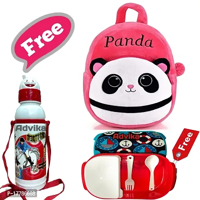 With Free Water Bottle and Lunch Box Kids Soft Cartoon Animal Velvet Plush School Backpack Bag for 2 to 5 Years Baby/Boys/Girls Nursery, Preschool, Picnic