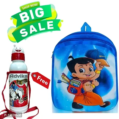Chhota Bheem With Water Bottle Velvet Kids School/Nursery/Picnic/Carry/Travelling Bag - 2 to 5 Year Age