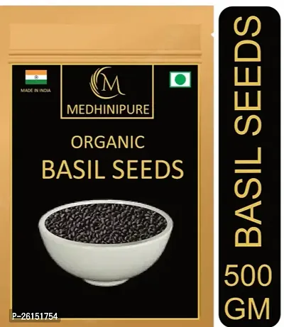 Basil Seeds Tukmariya Sabja Bapji Seed For Protein - Iron - Folic Acid And Dietary Fibre - Calcium - Anti Oxidents For Weight Loss (Raw Seed) Seed (500Gm)