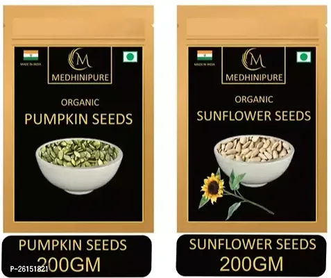 Medhinipure Organic Raw Combo Of Pumpkin Seeds And Sunflower Seeds (200 Gram X 2)-(Raw) (400 G, Pack Of 2)