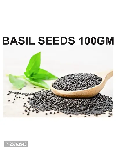 NATURAL Sabja Seeds | Basil Seeds | Falooda Seeds for Weight Loss - 100gm (Reduces Body Heat) Sweet Basil Seeds-thumb0
