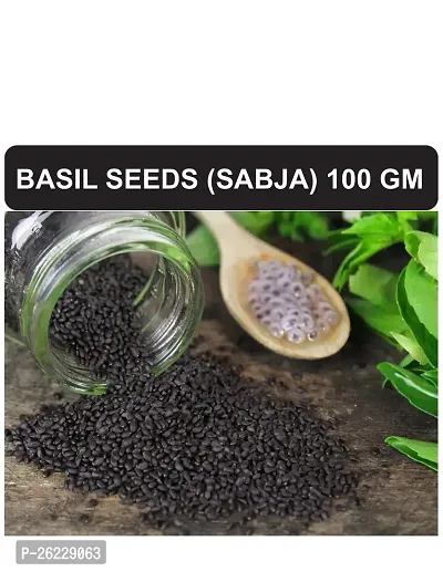 Basil Seeds Tukmariya Sabja Bapji Seed for Protein | Iron | Folic acid and Dietary Fibre |Calcium | Anti Oxidents for Weight Loss (Raw Seed ) Seed-thumb0