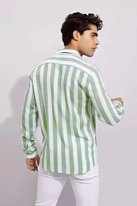 Trendy Striped Green Shirt For Men-thumb1