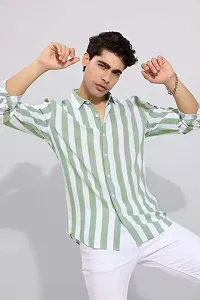 Trendy Striped Green Shirt For Men-thumb2