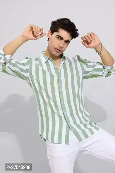 Trendy Striped Green Shirt For Men-thumb3