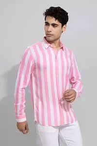 Trendy Striped Pink Shirt For Men-thumb1