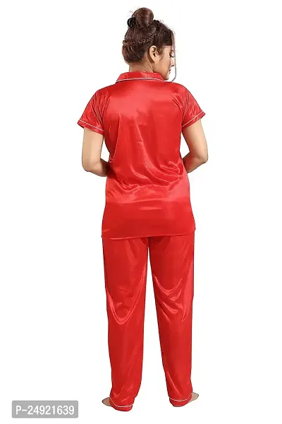 Dsiya Women's Casual V Neck Short Sleeves Plain Night Suit Set of Shirt  Pyjama for Ladies  Girls-thumb5