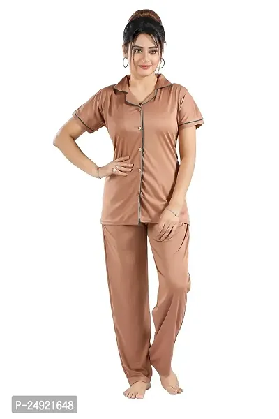 Dsiya Women's Regular Nightwear Lycra Fabric Short Sleeve Shirt  Pajama Set for Womens-thumb0