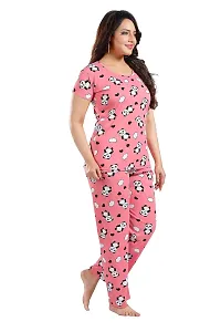 Dsiya Women's Panda Printed Satin Fabric Trendy Glamorous Women Night Suit for Womens and Ladies-thumb2