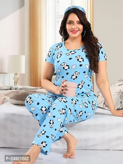 Dsiya Women's Panda Printed Satin Fabric Trendy Glamorous Women Night Suit for Womens and Ladies-thumb5