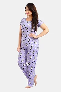 Dsiya Women's Panda Printed Satin Fabric Trendy Glamorous Women Night Suit for Womens and Ladies-thumb2