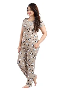 Dsiya Women's Panda Printed Satin Fabric Trendy Glamorous Women Night Suit for Womens and Ladies-thumb1