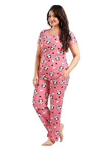 Dsiya Women's Panda Printed Satin Fabric Trendy Glamorous Women Night Suit for Womens and Ladies-thumb1