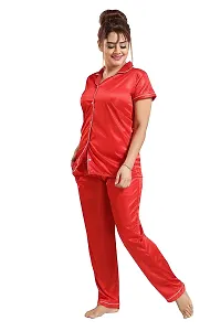 Dsiya Women's Casual V Neck Short Sleeves Plain Night Suit Set of Shirt  Pyjama for Ladies  Girls-thumb1