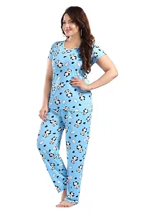 Dsiya Women's Panda Printed Satin Fabric Trendy Glamorous Women Night Suit for Womens and Ladies-thumb2