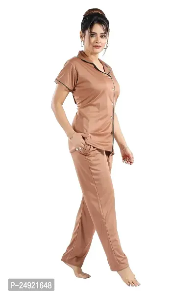 Dsiya Women's Regular Nightwear Lycra Fabric Short Sleeve Shirt  Pajama Set for Womens-thumb3