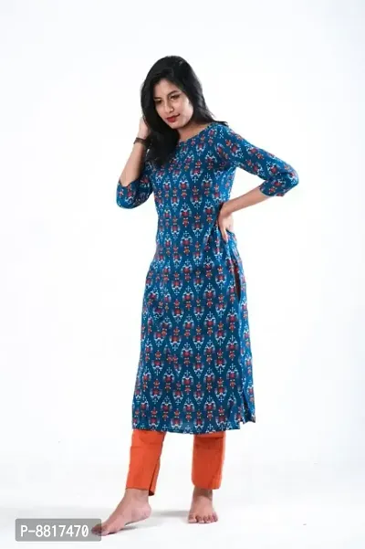 Moore Blue Printed Cotton Kurti-thumb0