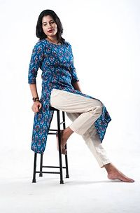 Moore Blue Printed Cotton Kurti-thumb3