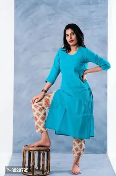 Classic Cotton Blend Solid Kurtis for Women