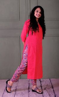 Flamingo Pink Striped Kurti-thumb2