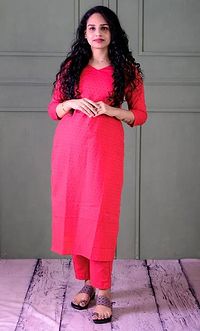 Flamingo Pink Striped Kurti-thumb3