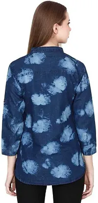 Elegant Blue Cotton Shirt For Women-thumb2