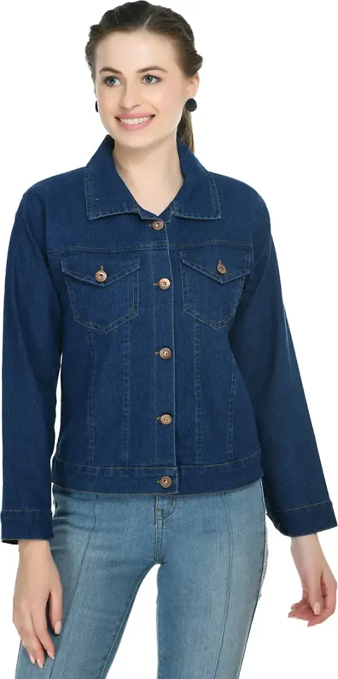 Stylish Ombre Button Denim Jacket For Women