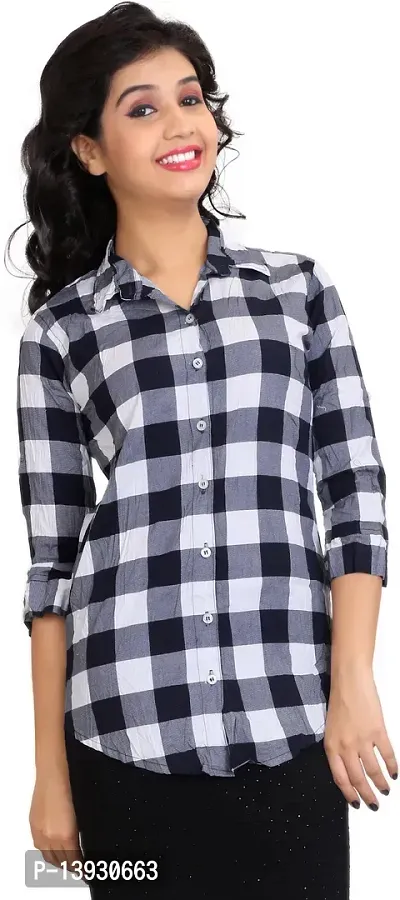 Elegant Blue Cotton Shirt For Women