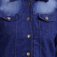 Stylish Blue Denim Ombre Button Denim Jacket For Women-thumb3